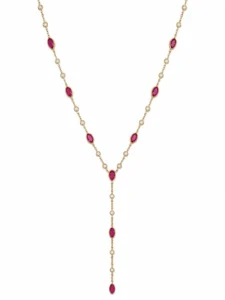 Ruby Diamond Y Necklace