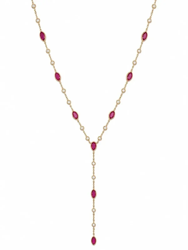 Ruby Diamond Y Necklace