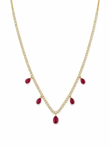 Pear Ruby Fringe Necklace