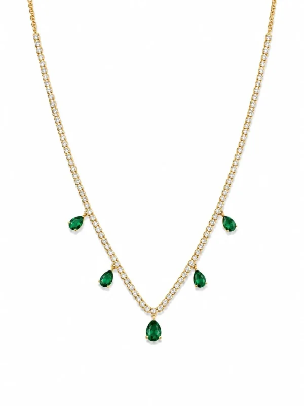 Emerald Drop Diamond Necklace