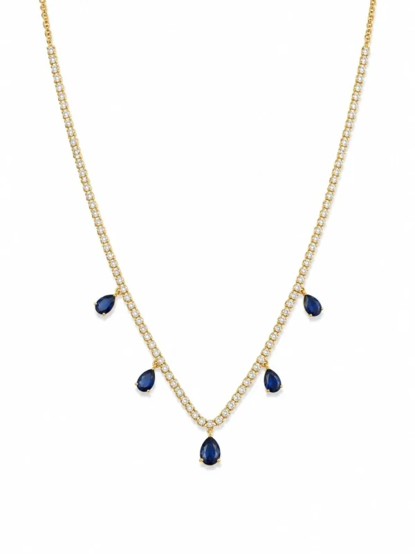 Sapphire Drop Tennis Necklace