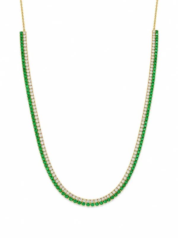 Emerald Diamond Tennis Necklace