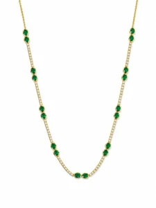 Emerald Diamond Station Necklace