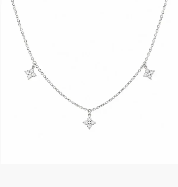 Diamond Floral Station Necklace