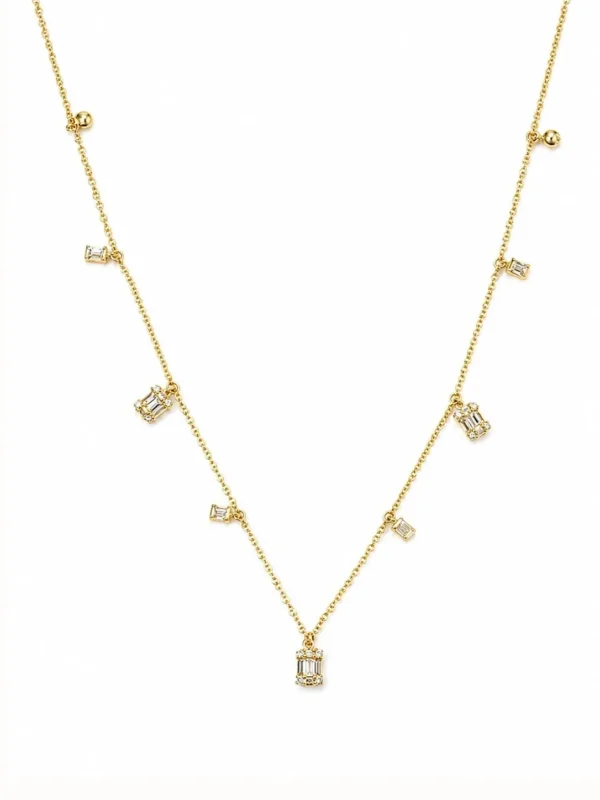 Baguette Diamond Station Necklace