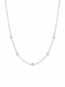 Bezel Diamond Link Necklace