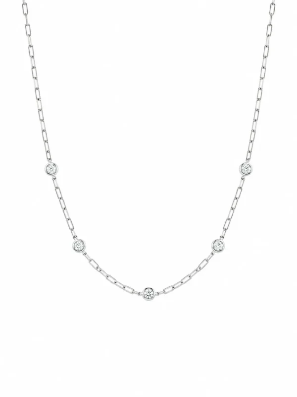 Bezel Diamond Link Necklace