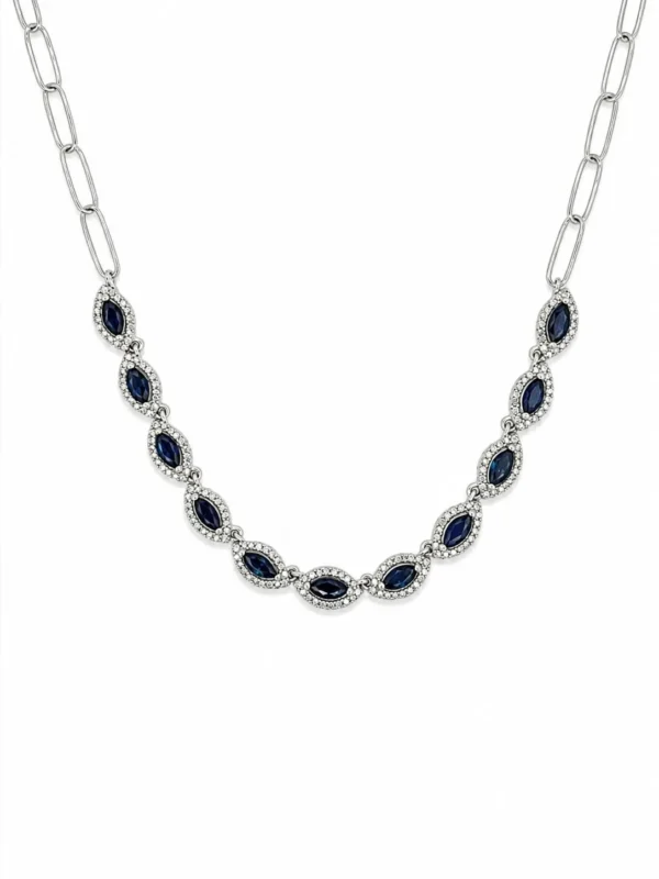 Marquise Sapphire Diamond Necklace