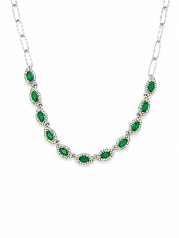 Marquise Emerald Diamond Necklace