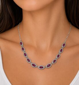Marquise Ruby Halo Necklace