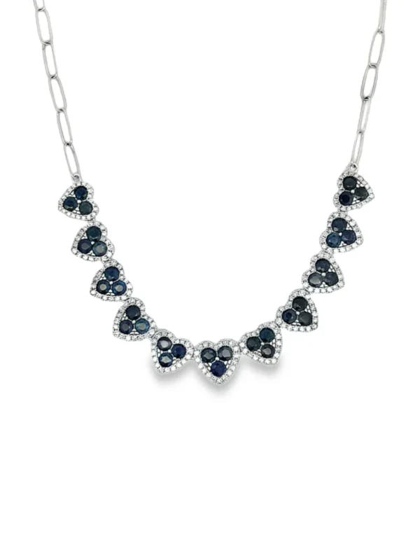 Heart Sapphire Diamond Necklace