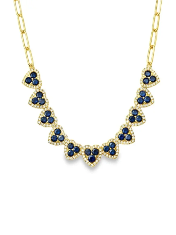 Sapphire Diamond Heart Necklace