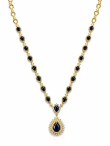 Pear Sapphire Halo Necklace