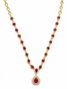 Pear Ruby Drop Necklace