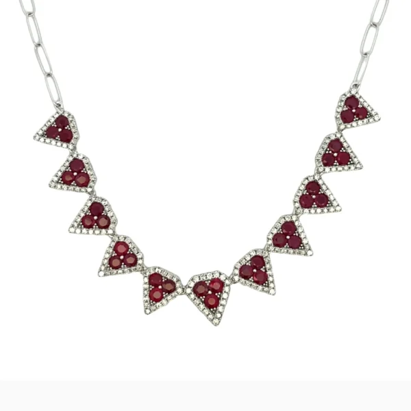 Ruby Diamond Geometric Necklace