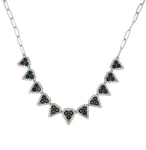 Triangular Sapphire Diamond Necklace