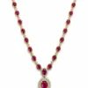 Ruby Diamond Halo Necklace