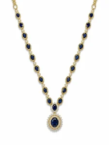 Sapphire Diamond Halo Necklace