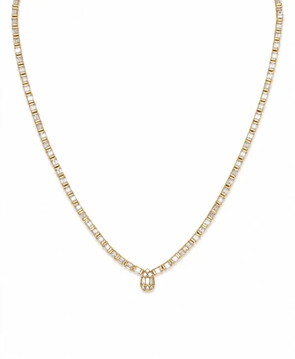 Baguette Diamond Tennis Necklace