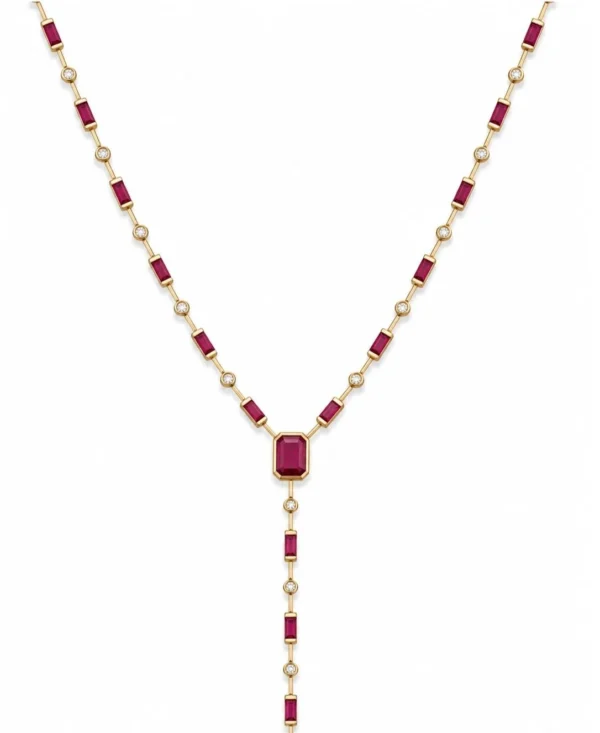 Ruby Diamond Y Necklace