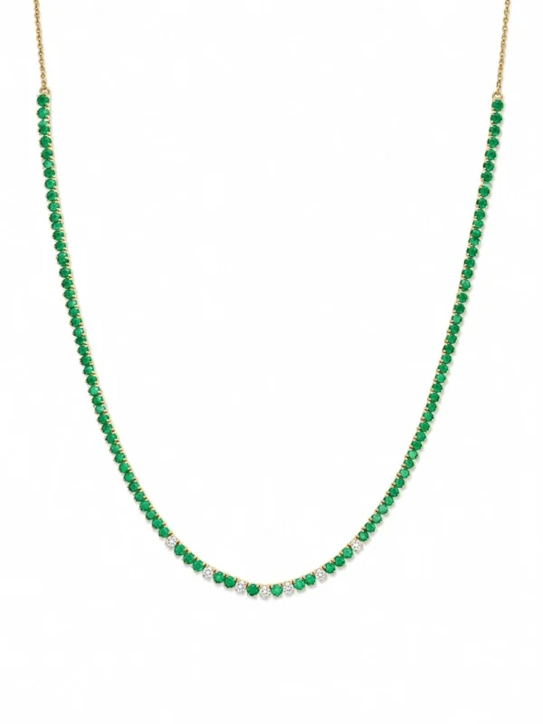 Emerald Diamond Tennis Necklace