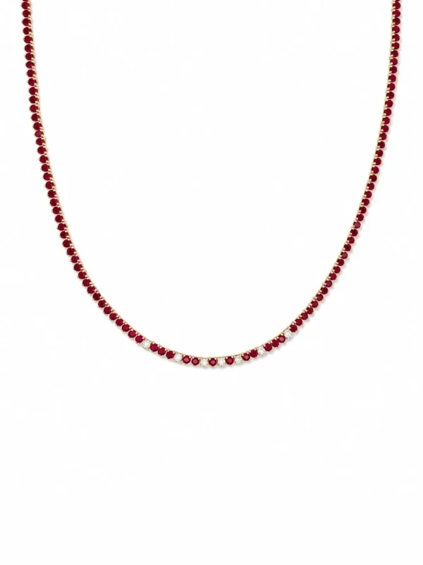 Ruby Diamond Tennis Necklace