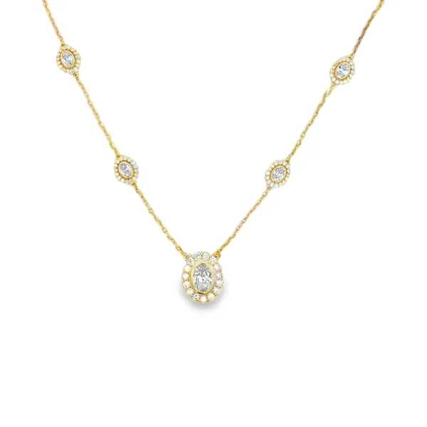 Oval Diamond Station Necklace