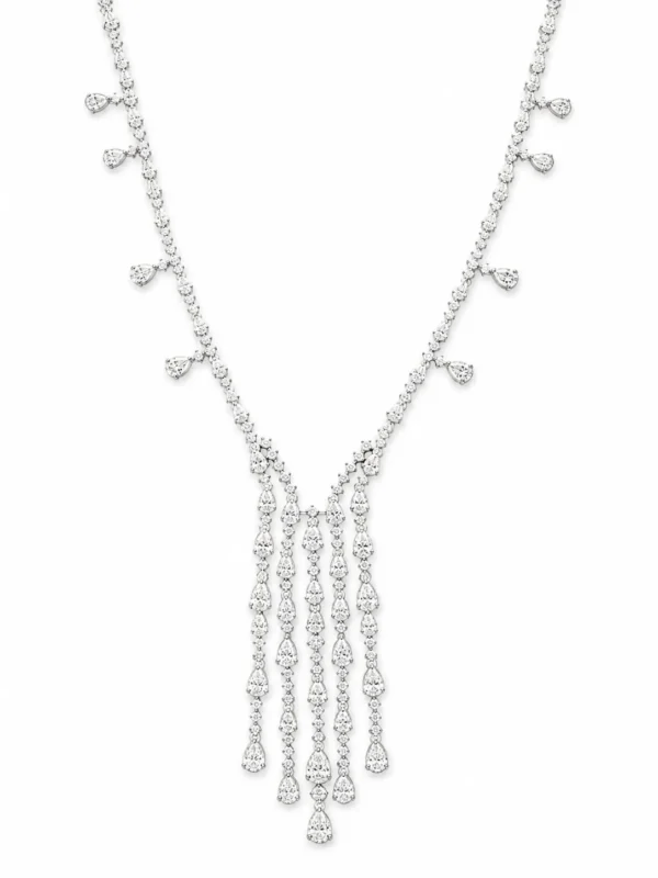 Pear Diamond Fringe Necklace