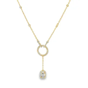 Emerald Diamond Lariat Necklace