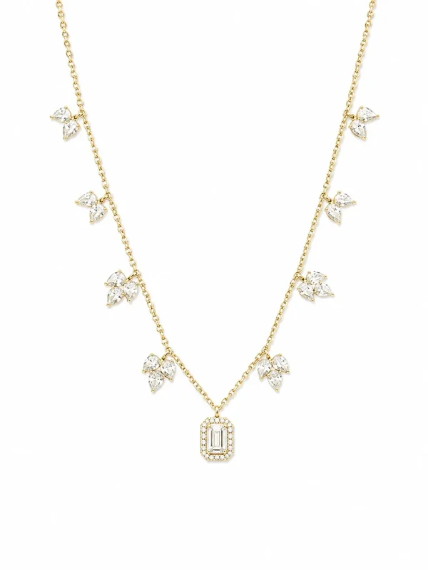 Emerald Cut Diamond Necklace