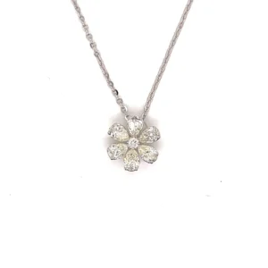 Floral Diamond Pendant Necklace