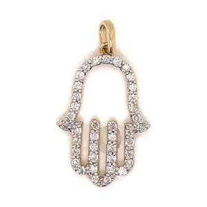 Diamond Hamsa Hand Pendant