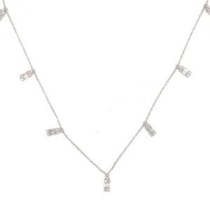 Baguette Diamond Station Necklace