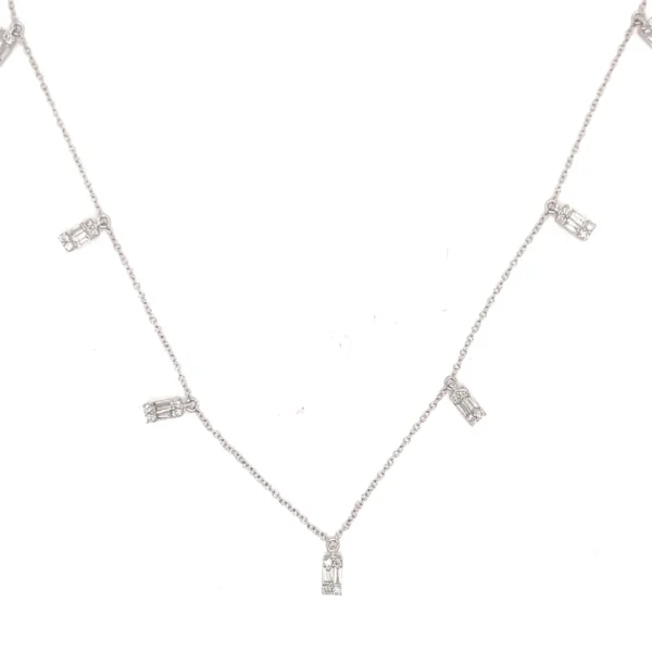 Baguette Diamond Station Necklace