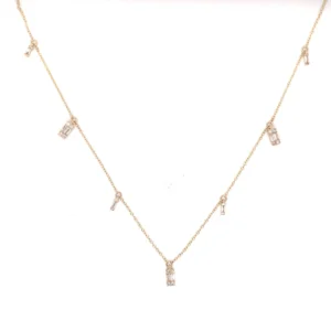 Baguette Diamond Station Necklace