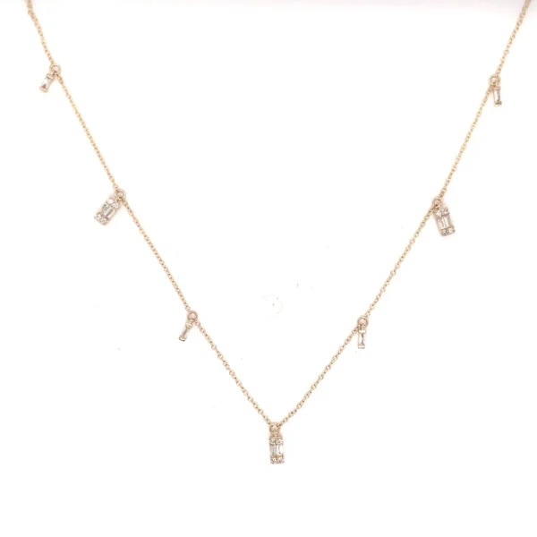 Baguette Diamond Station Necklace
