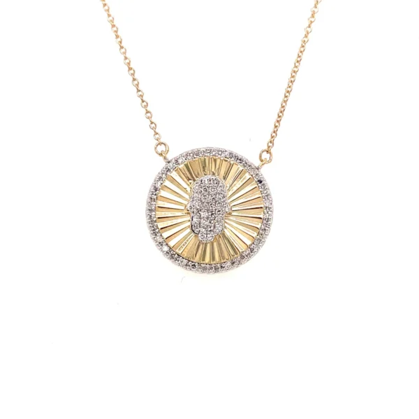 Diamond Hamsa Medallion Necklace