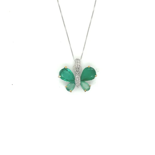 Emerald Butterfly Pendant Necklace