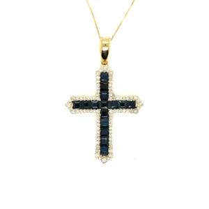 Sapphire Cross Pendant Necklace