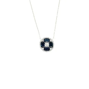 Round Sapphire Diamond Necklace