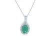 Oval Emerald Halo Necklace