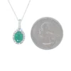 Oval Emerald Halo Necklace