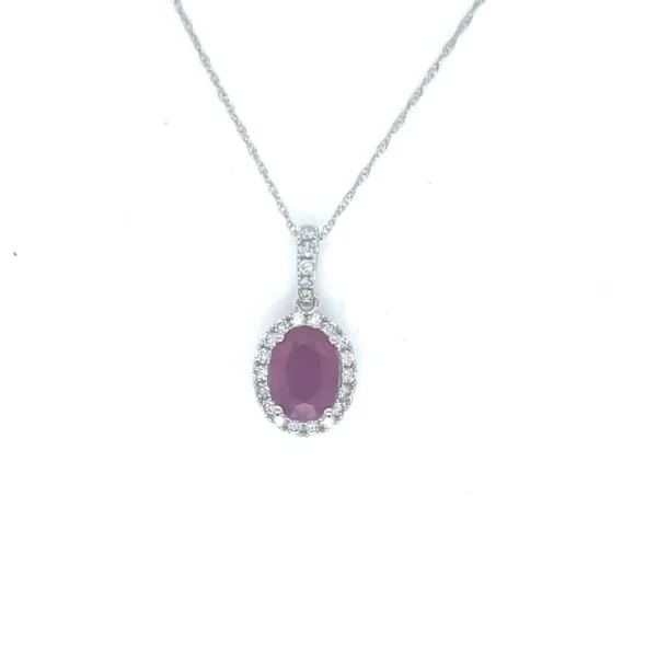 Oval Ruby Halo Necklace