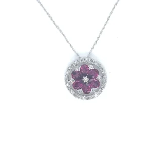 Floral Gemstone Halo Necklace