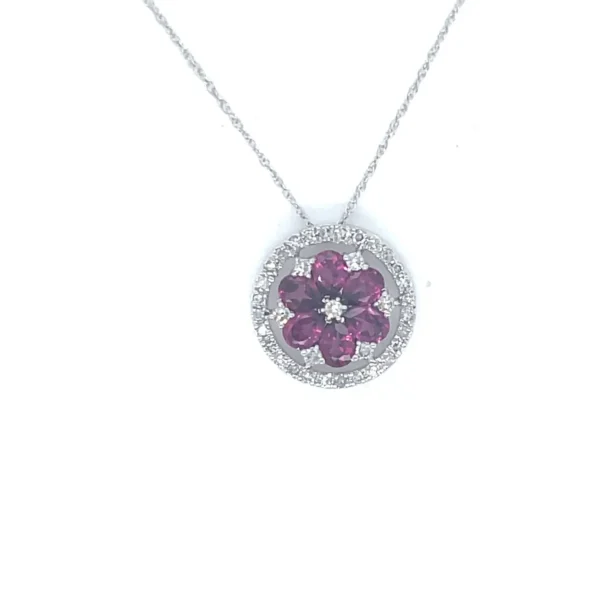 Floral Gemstone Halo Necklace