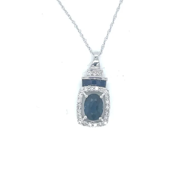 Oval Sapphire Halo Pendant