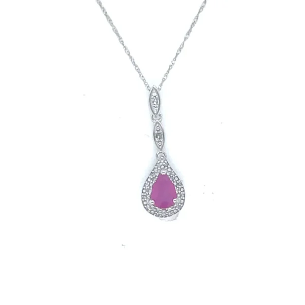 Pear Ruby Drop Necklace