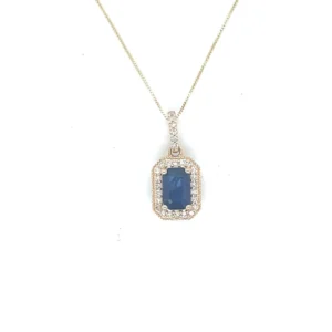Sapphire Halo Pendant Necklace