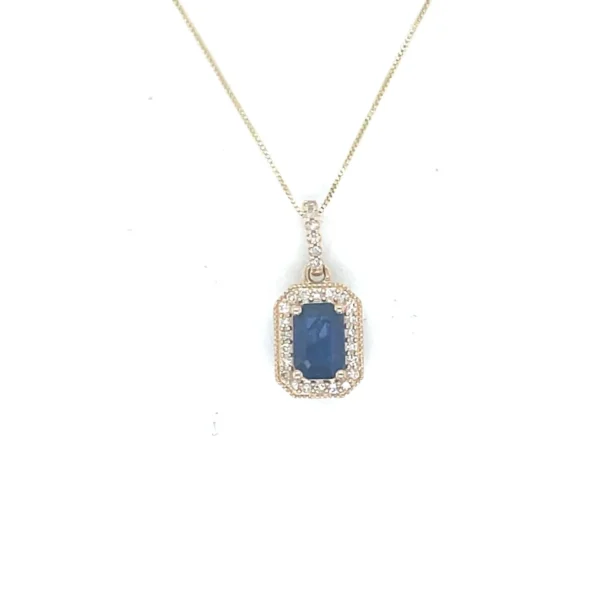 Sapphire Halo Pendant Necklace