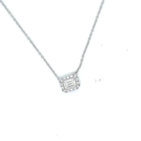 Emerald Cut Halo Necklace